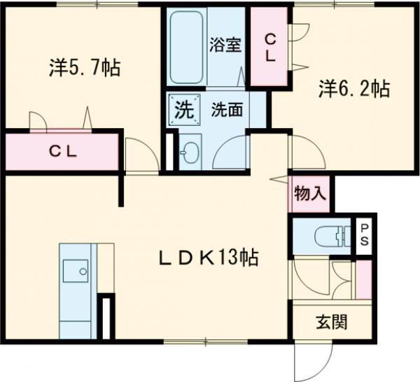 WITH SKY A(2LDK/1階)の間取り写真