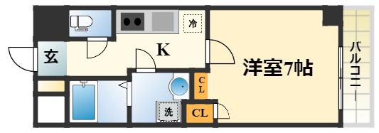 ウエスト東向日駅前(1K/3階)の間取り写真