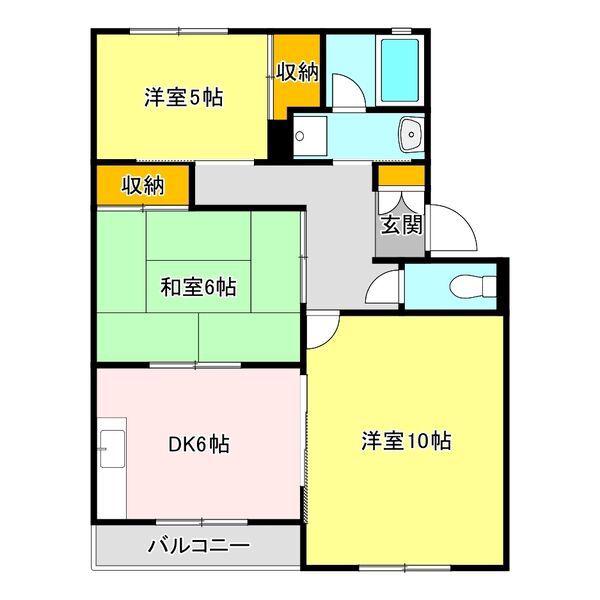 グランドハイツ御幸M(3DK/2階)の間取り写真