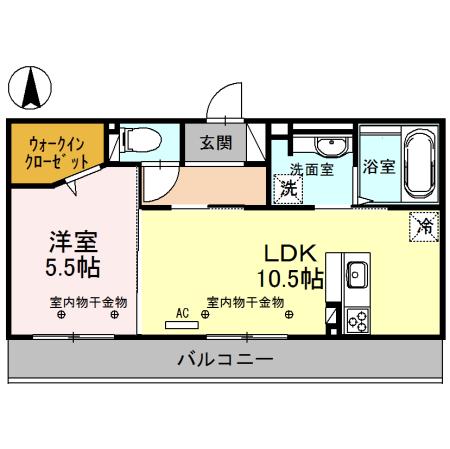 クリスタル花水木(1LDK/1階)の間取り写真