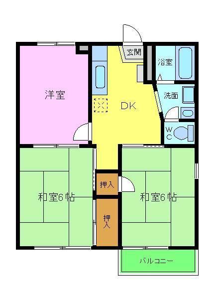 ローズコート(3DK/1階)の間取り写真