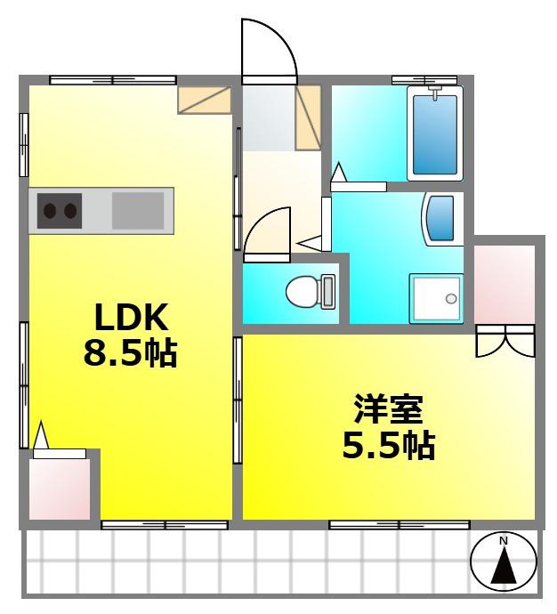 クレール(1LDK/1階)の間取り写真