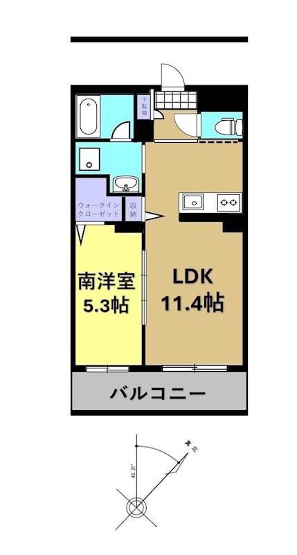 トレゾールシティガーデン(1LDK/3階)の間取り写真