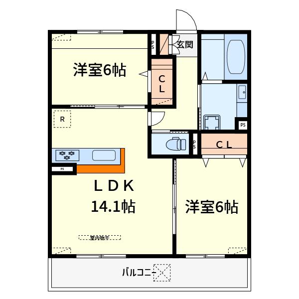 D-ROOM AMA(2LDK/3階)の間取り写真