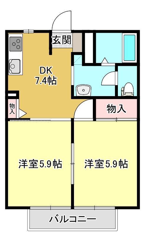 セントレージ立石B(2DK/2階)の間取り写真