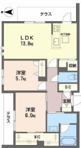 シャーメゾン門松(2LDK/1階)の間取り写真