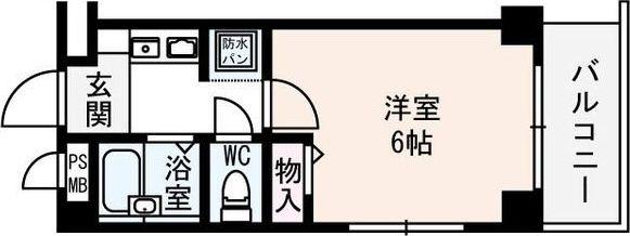 レフティー岡東(1K/2階)の間取り写真
