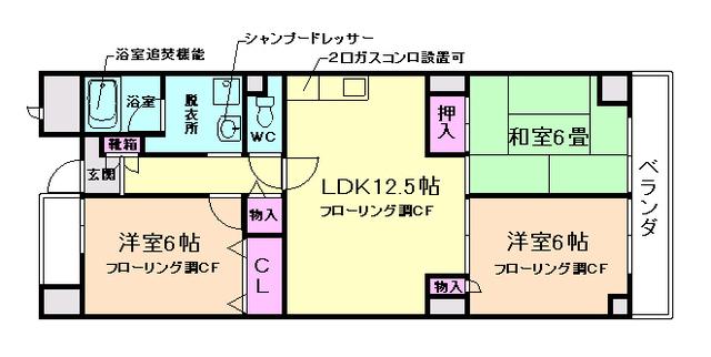 ホープ清風荘(3LDK/2階)の間取り写真