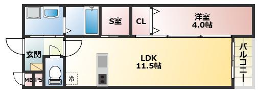CUBE SUCRE志免別府(1SLDK/1階)の間取り写真