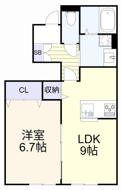 パストラル沼I(1LDK/1階)の間取り写真