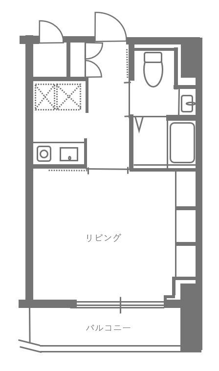 TOTSU RESIDENCE SHIBA 東通レジデンス芝(1K/6階)の間取り写真