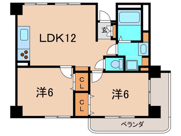 シャトー日光園(2LDK/1階)の間取り写真