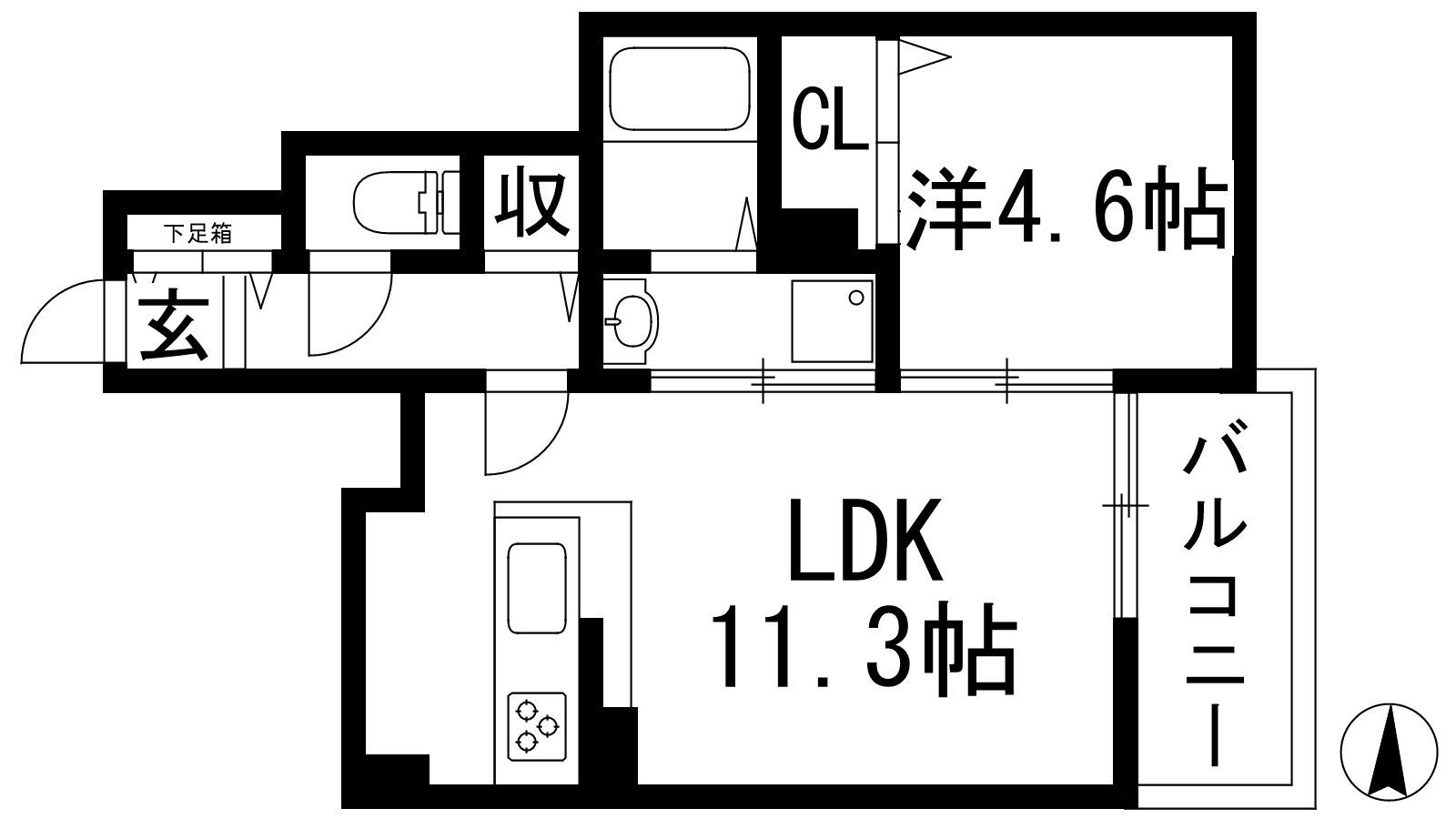 エスメゾン(1LDK/1階)の間取り写真