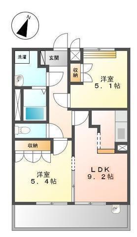グランヴェールII(2DK/2階)の間取り写真