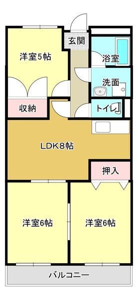 グリーンハイツ多治見(3DK/4階)の間取り写真
