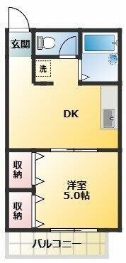 メゾンイサム(1DK/2階)の間取り写真