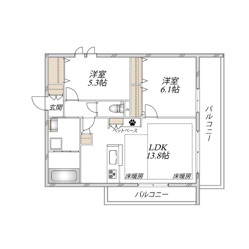 LA SEINE(2LDK/3階)の間取り写真