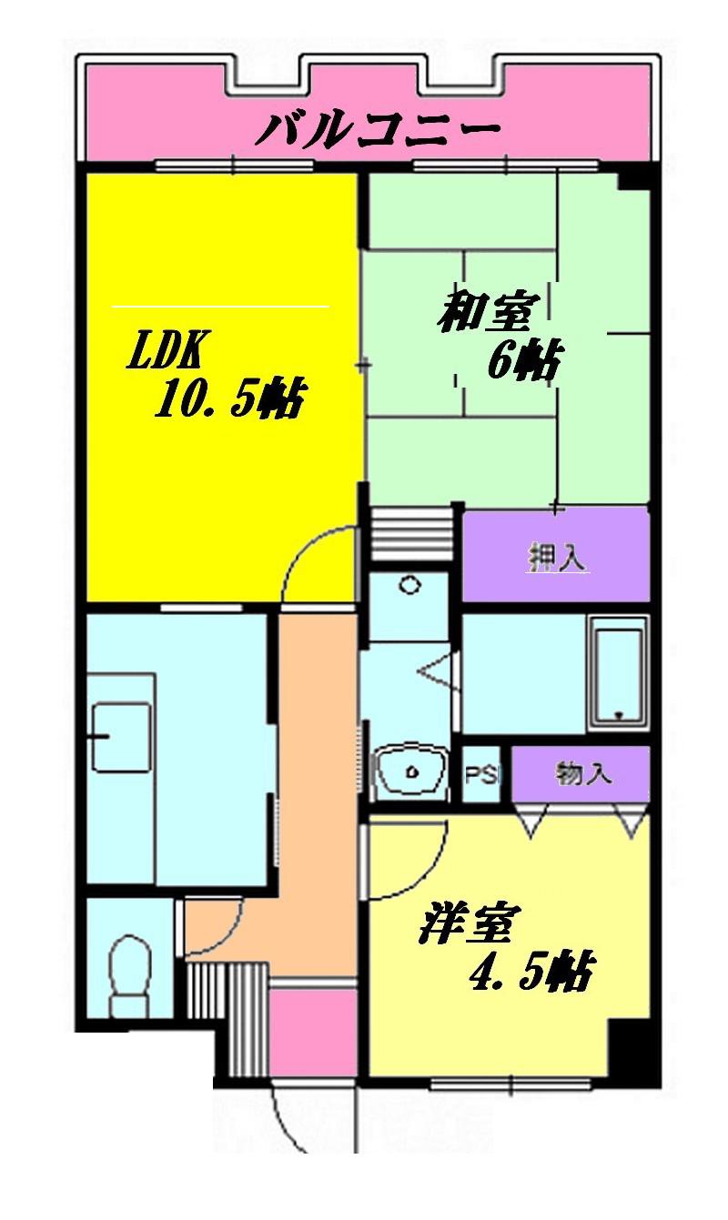 サンライズあざみ野(2LDK/2階)の間取り写真