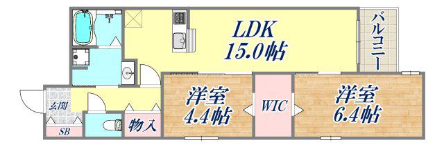CORTE BREEZA御影(2LDK/3階)の間取り写真