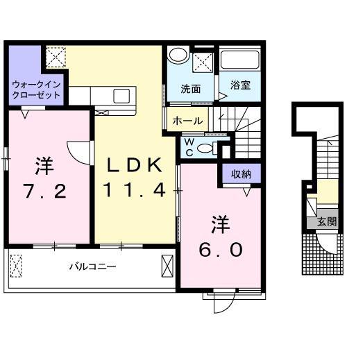 プランドル・レーヴIII(2LDK/2階)の間取り写真