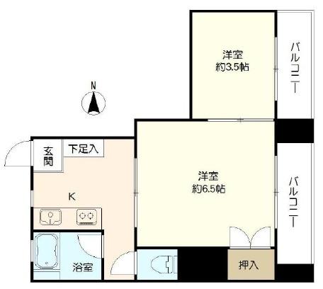 美装マンション(2K/4階)の間取り写真