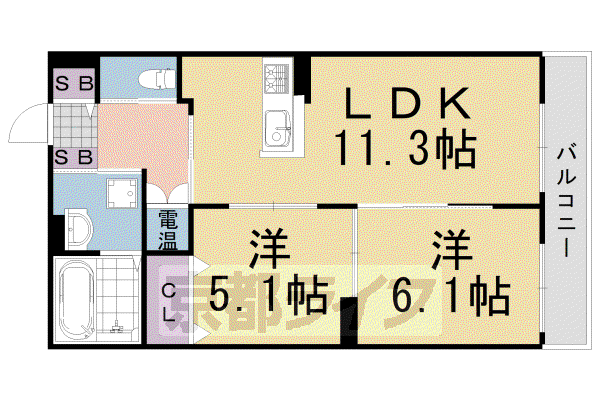ユアメゾンSHINMICHI(2LDK/2階)の間取り写真