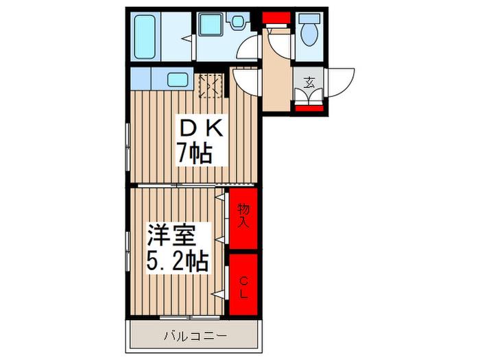 コスモスブラン(1DK/2階)の間取り写真