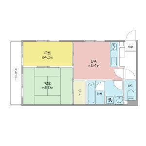 コーポ市場木(2DK/1階)の間取り写真