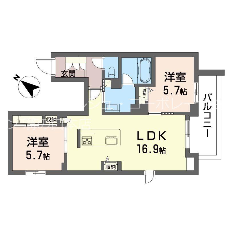 サクラ ステージ(2LDK/3階)の間取り写真