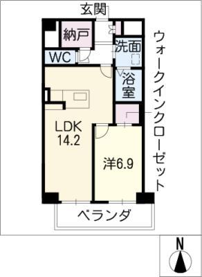 ラマルティーヌ(1LDK/4階)の間取り写真