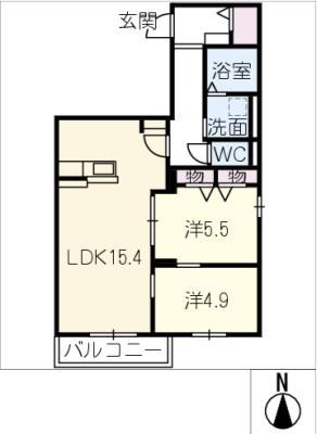 KOTONA A(2LDK/2階)の間取り写真