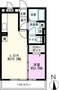 エスポワール(1LDK/3階)の間取り写真