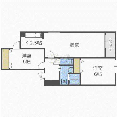 クラリス南9条(2LDK/2階)の間取り写真