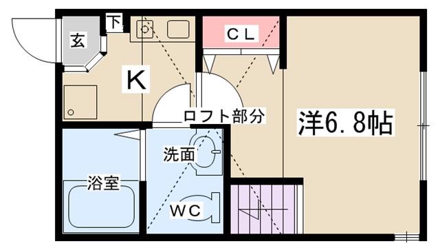 カーサフェリス古淵(1K/2階)の間取り写真