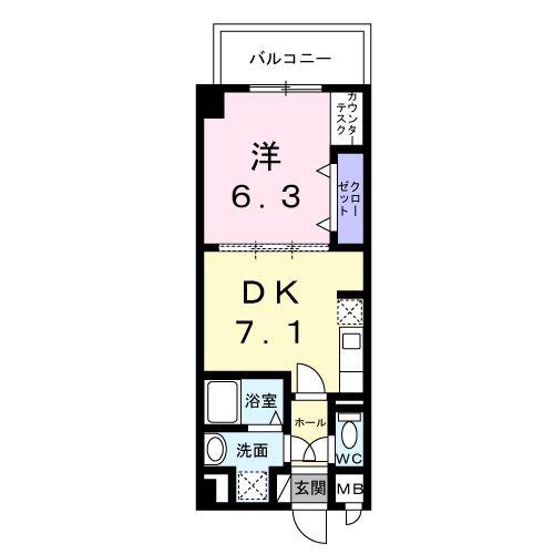 フロレゾン(1DK/1階)の間取り写真
