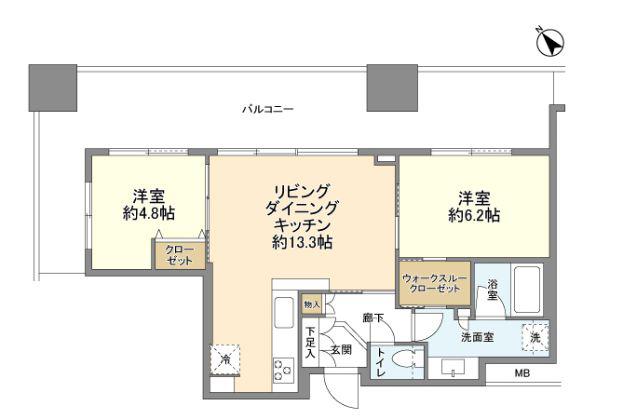 シティタワー池袋(2LDK/19階)の間取り写真