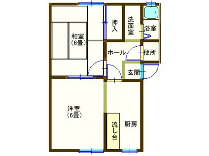 ラフォーレ朝倉(2DK/2階)の間取り写真