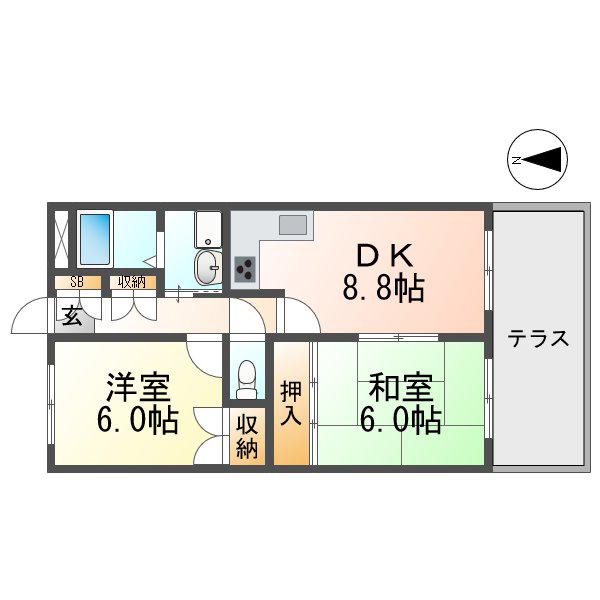 グレートフューチャーPART2(2DK/1階)の間取り写真