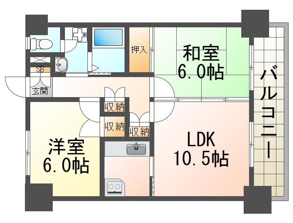 グランピアウエスト(2LDK/2階)の間取り写真