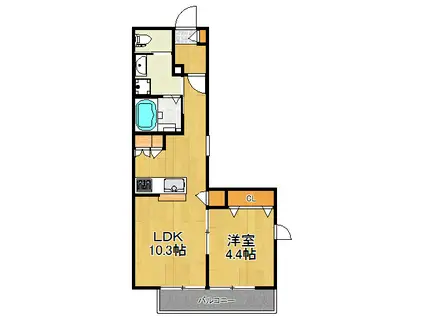 プレゾント・メゾン(1LDK/1階)の間取り写真