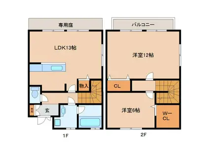 ベルカーサ(2LDK/1階)の間取り写真