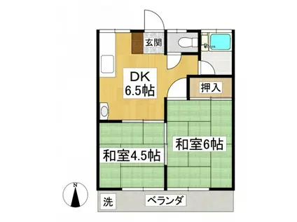 サンハイツ小平(2DK/1階)の間取り写真
