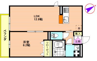 ブライトファイブ(1LDK/2階)の間取り写真