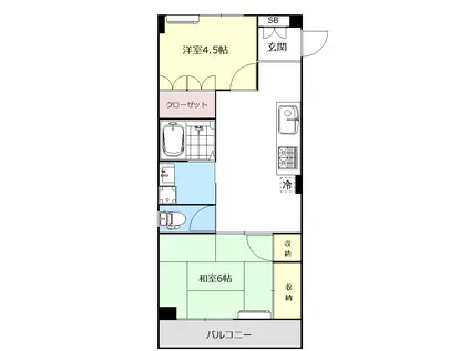 エステームノア(2DK/2階)の間取り写真