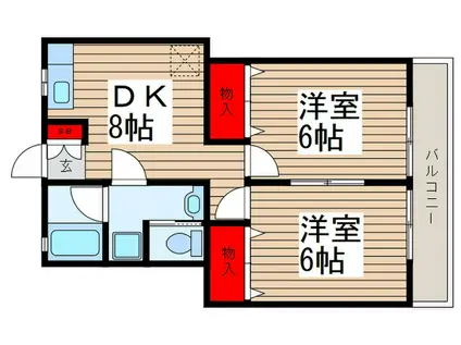 グリーンエイト(2DK/2階)の間取り写真