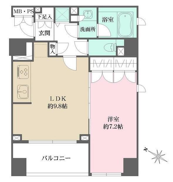 パークハウス渋谷山手(1LDK/10階)の間取り写真