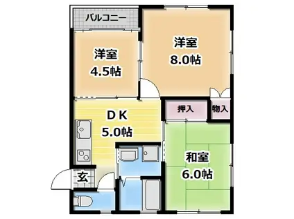 エトワール太田A棟(3DK/1階)の間取り写真