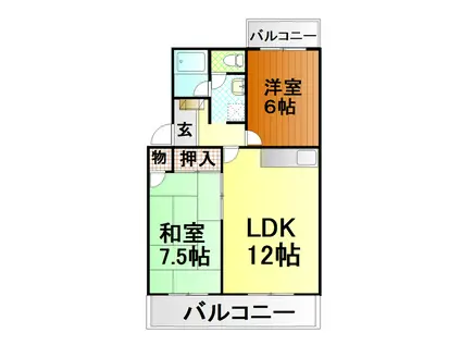 カーサカジマII(2LDK/2階)の間取り写真