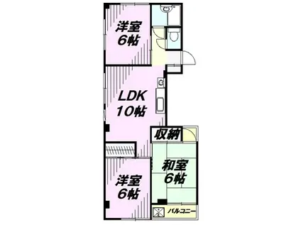 所沢ツインキューブ(3LDK/2階)の間取り写真