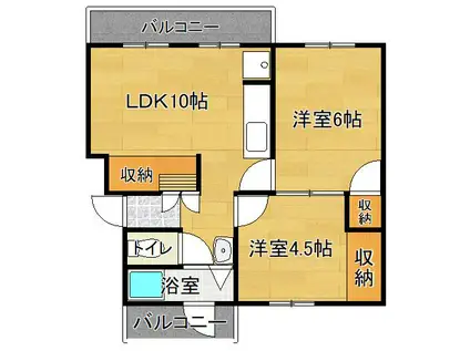 喜連団地(2LDK/4階)の間取り写真